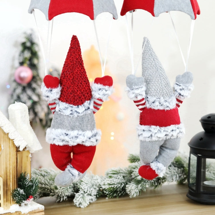 Faceless Skydiving Santa Claus Christmas Window Hanging Decorations, Red Hat, Grey Hat