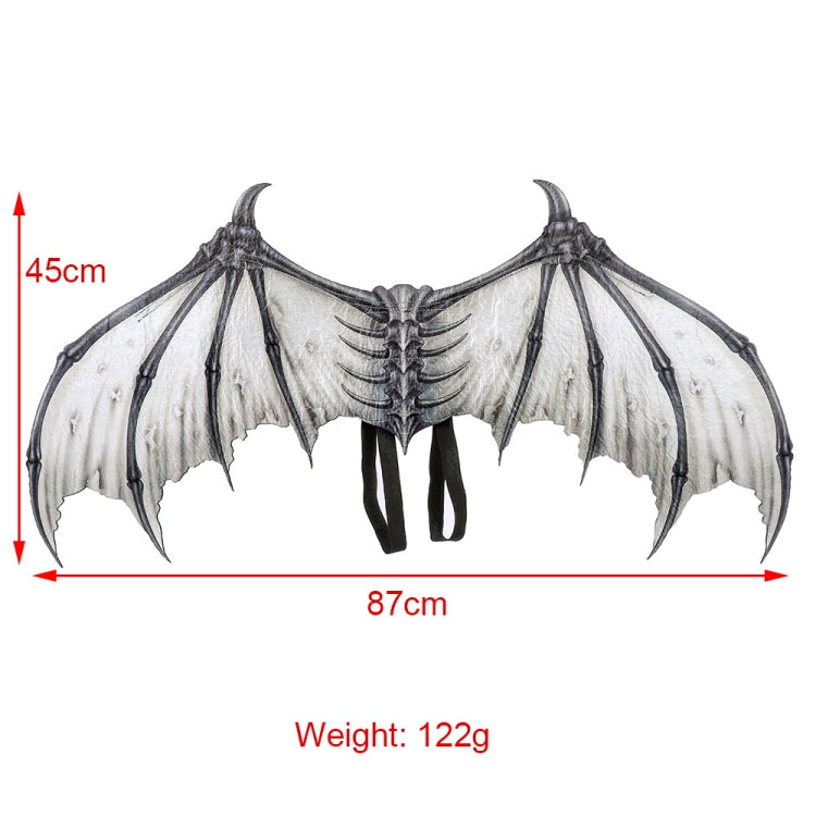 Halloween Carnival Party Props Creative Foldable Non-woven Fabric Devil Bone Wings, White Black Bone, Black White Bone
