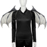 Halloween Carnival Party Props Creative Foldable Non-woven Fabric Devil Bone Wings, White Black Bone, Black White Bone