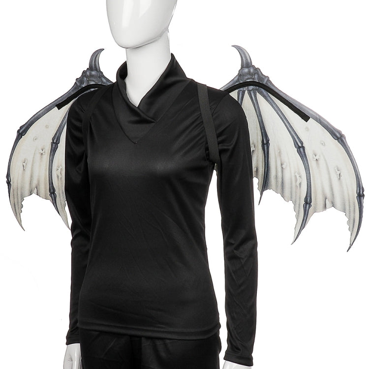 Halloween Carnival Party Props Creative Foldable Non-woven Fabric Devil Bone Wings, White Black Bone, Black White Bone