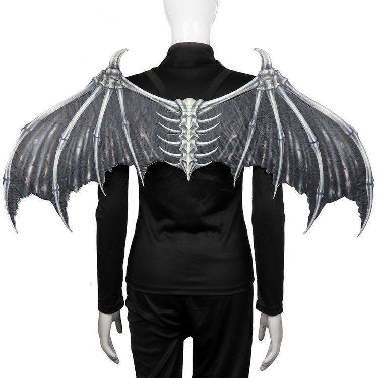Halloween Carnival Party Props Creative Foldable Non-woven Fabric Devil Bone Wings, White Black Bone, Black White Bone