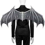 Halloween Carnival Party Props Creative Foldable Non-woven Fabric Devil Bone Wings, White Black Bone, Black White Bone