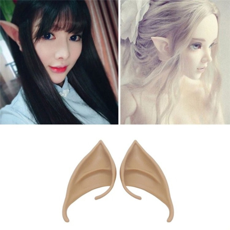 1pair Halloween Elf Latex Ears Cosplay Props, 10cm, 12cm 10cm Complexion