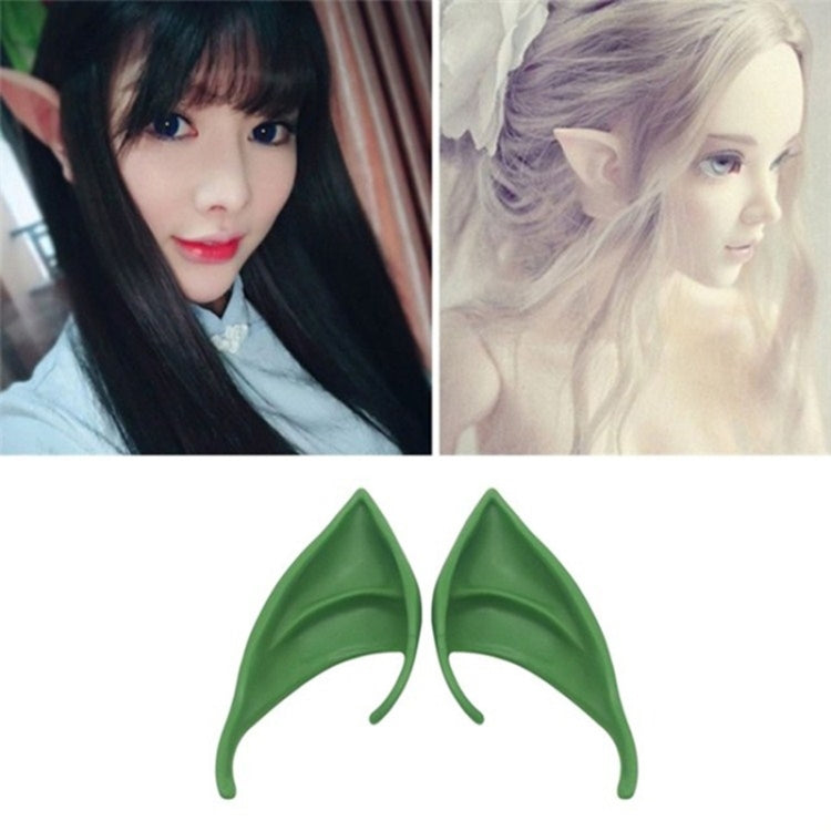 1pair Halloween Elf Latex Ears Cosplay Props, 10cm, 12cm 10cm Green