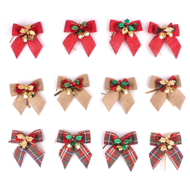 15 PCS Christmas Bow With Iron Bells Christmas Wreath Christmas Tree Decorations, Random Style Delivery, Bow With Iron Bells