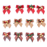 15 PCS Christmas Bow With Iron Bells Christmas Wreath Christmas Tree Decorations, Random Style Delivery, Bow With Iron Bells