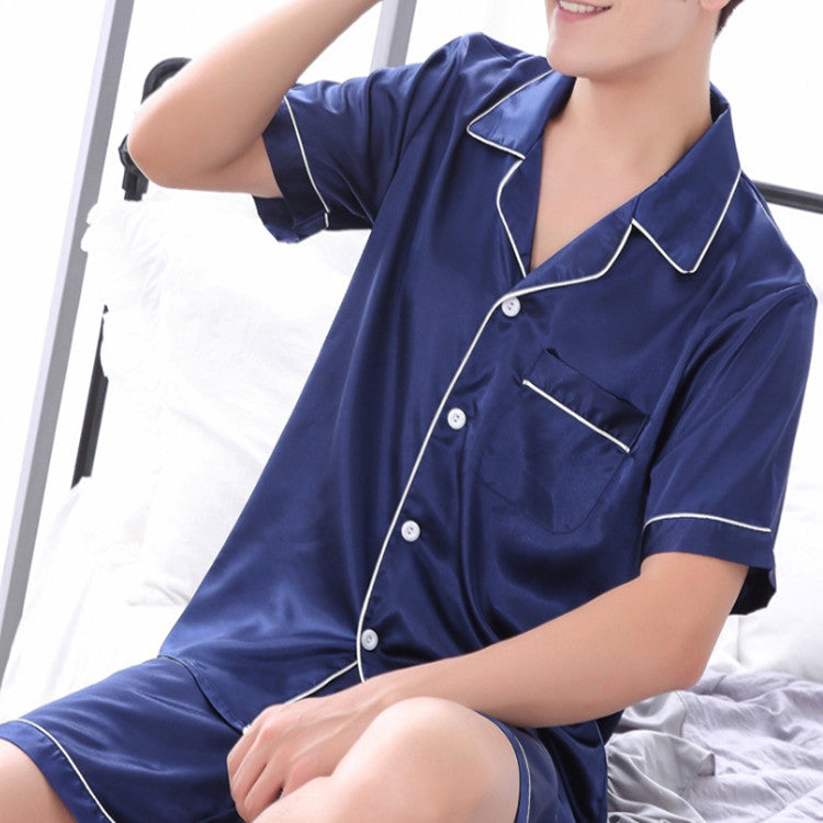 Men Large Size Ice Silk Short Sleeves and Shorts Two-Piece Pajama Set - Zen Craft