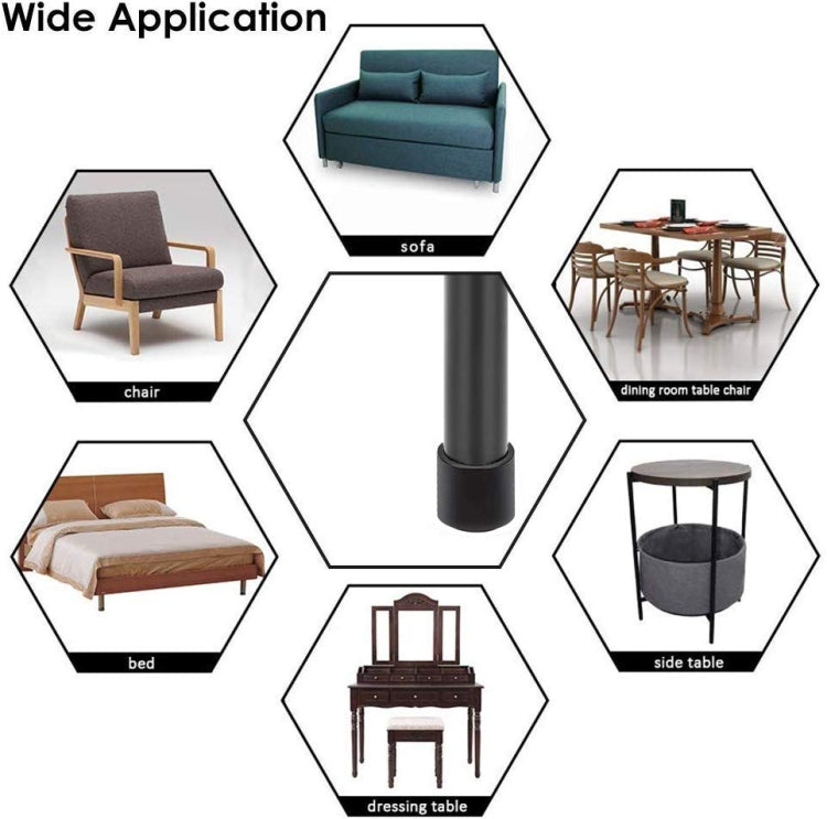 100 PCS Plastic Chair Feet Protectors Black Anti-skid Furniture Legs Table Base Cap Floor Protector Cover, 16mm, 19mm, 22mm, 25mm