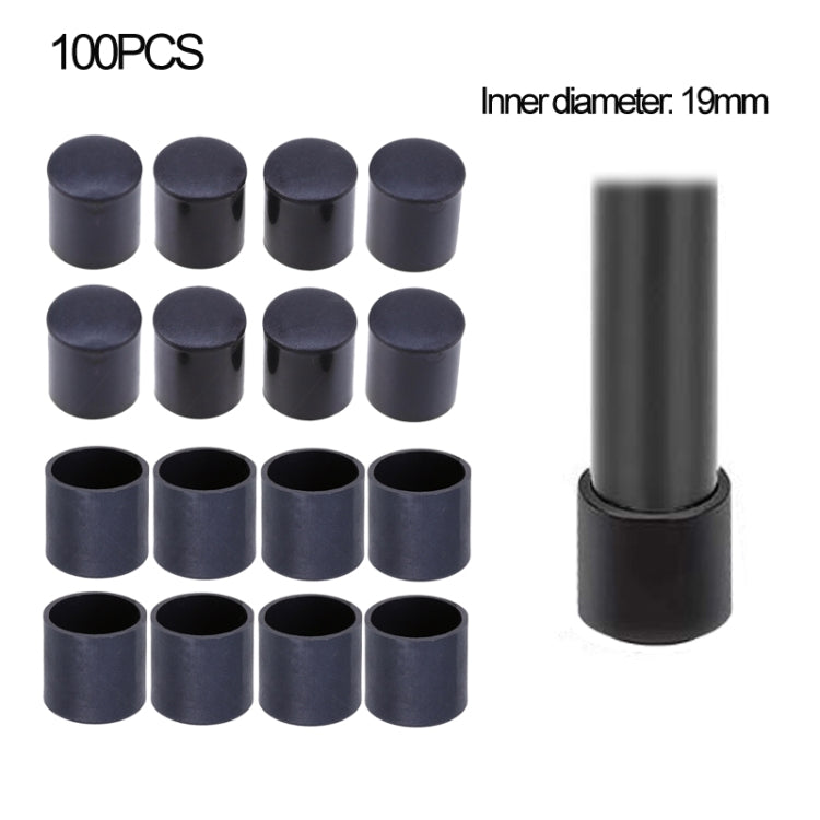 100 PCS Plastic Chair Feet Protectors Black Anti-skid Furniture Legs Table Base Cap Floor Protector Cover, 16mm, 19mm, 22mm, 25mm 19mm