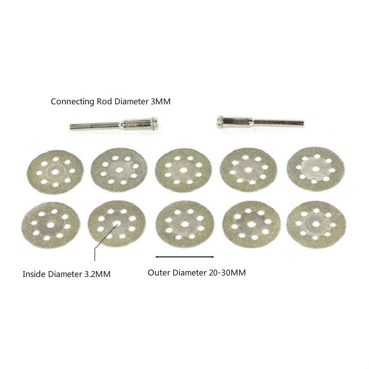 8 Holes Emery Cutting Chip Jade Saw Blade Electric Grinder Accessories, 10 Saw Blade 2 Connecting rod 30MM, 10 Saw Blade 2 Connecting rod 20MM, 10 Saw Blade 2 Connecting rod 22MM, 10 Saw Blade 2 Connecting rod 25MM