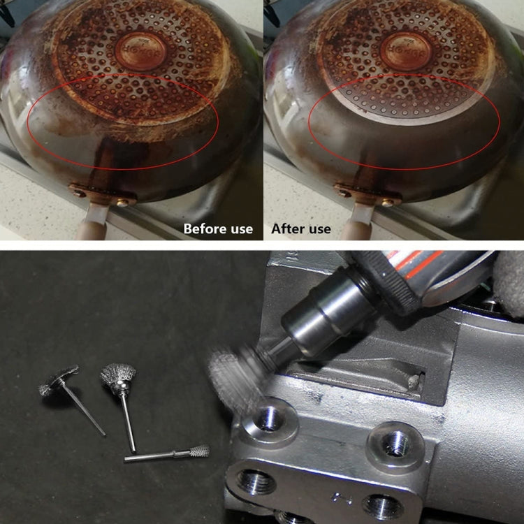 10 PCS Wire Brush Metal Descaling Polishing Brush To Remove Oxide Layer Flat Polishing Brush, Pen Shape 3×5MM, Pen Shape 3×8MM, Bowl Shape3×15MM, Bowl Shape3×25MM, Flat 3×25MM, Flat 3×38MM