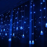 3.5M 96 Leds Curtain Christmas Tree Icicle String Lights Fairy Lights Christmas New Year Lights Wedding Party Decoration, 110V US Plug 110V US Plug Blue
