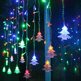 3.5M 96 Leds Curtain Christmas Tree Icicle String Lights Fairy Lights Christmas New Year Lights Wedding Party Decoration, 110V US Plug 110V US Plug RGB