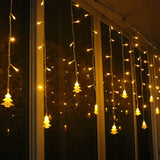 3.5M 96 Leds Curtain Christmas Tree Icicle String Lights Fairy Lights Christmas New Year Lights Wedding Party Decoration, 110V US Plug 110V US Plug Warm White