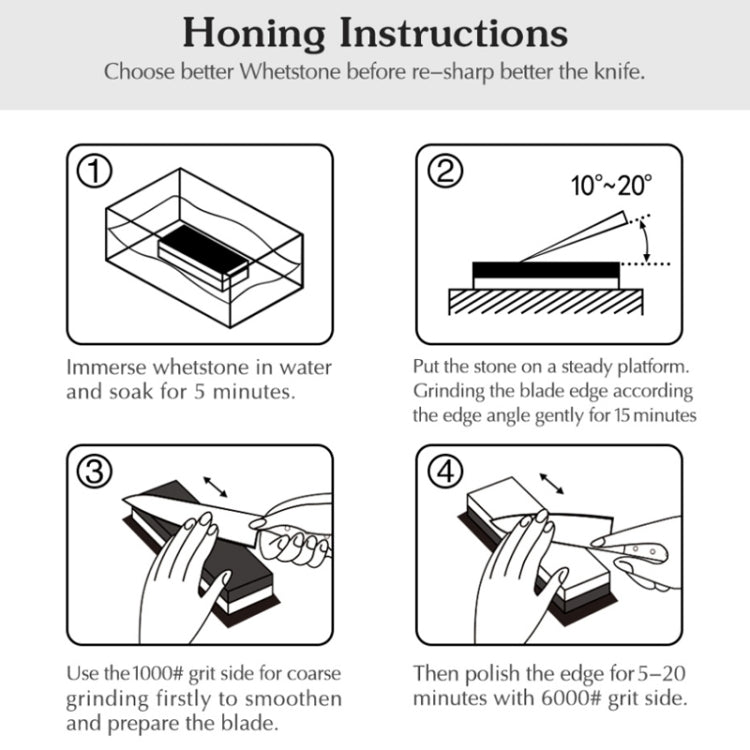 1000/6000 Red White Whetstone Double-sided Bamboo Base Set, Blue White Whetstone