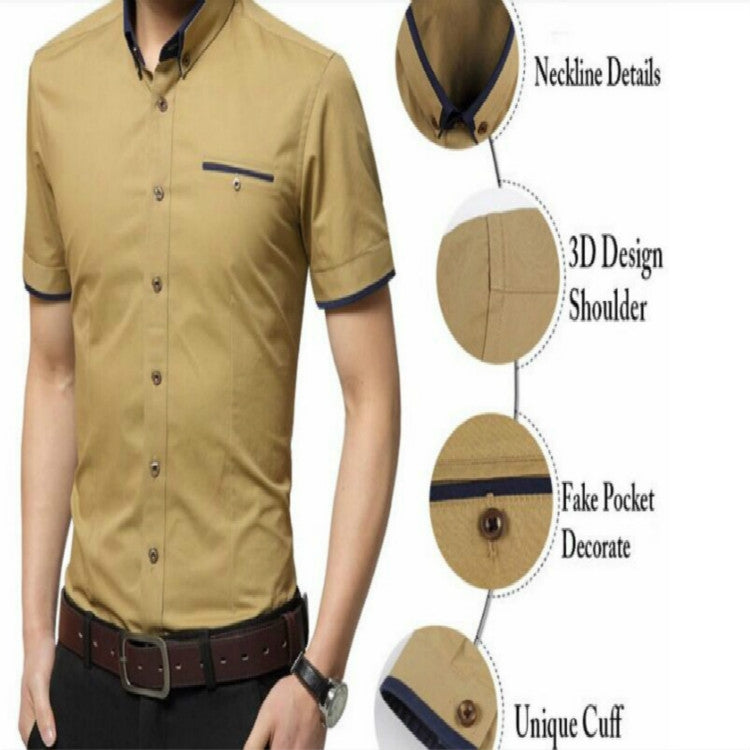 Men Business Shirt Short Sleeves Turn-down Collar Shirt, M, L, XL, XXL, XXXL, XXXXL - Zen Craft