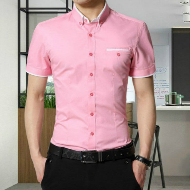 Men Business Shirt Short Sleeves Turn-down Collar Shirt, M, L, XL, XXL, XXXL, XXXXL - Zen Craft