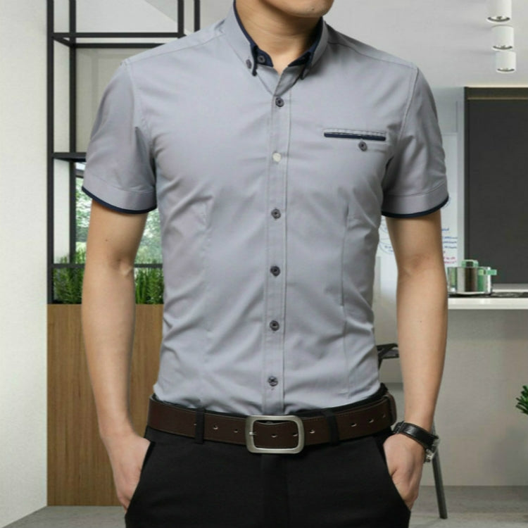 Men Business Shirt Short Sleeves Turn-down Collar Shirt, M, L, XL, XXL, XXXL, XXXXL - Zen Craft