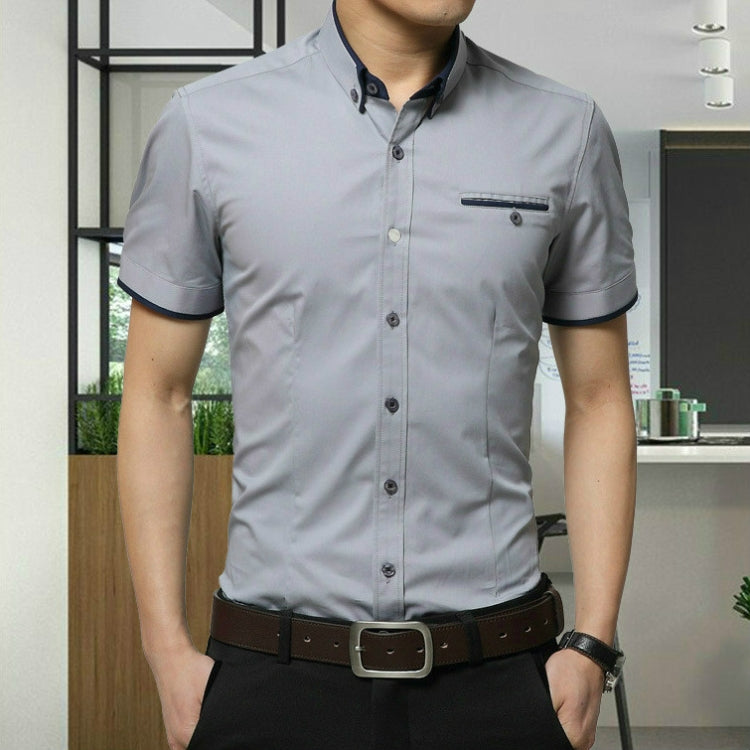 Men Business Shirt Short Sleeves Turn-down Collar Shirt, M, L, XL, XXL, XXXL, XXXXL - Zen Craft