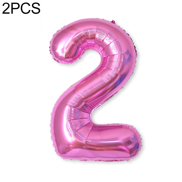 2 PCS 40 Inch Aluminium Foil Number Balloons Birthday Wedding Engagement Party Decor Kids Ball Supplies 2-Rose red