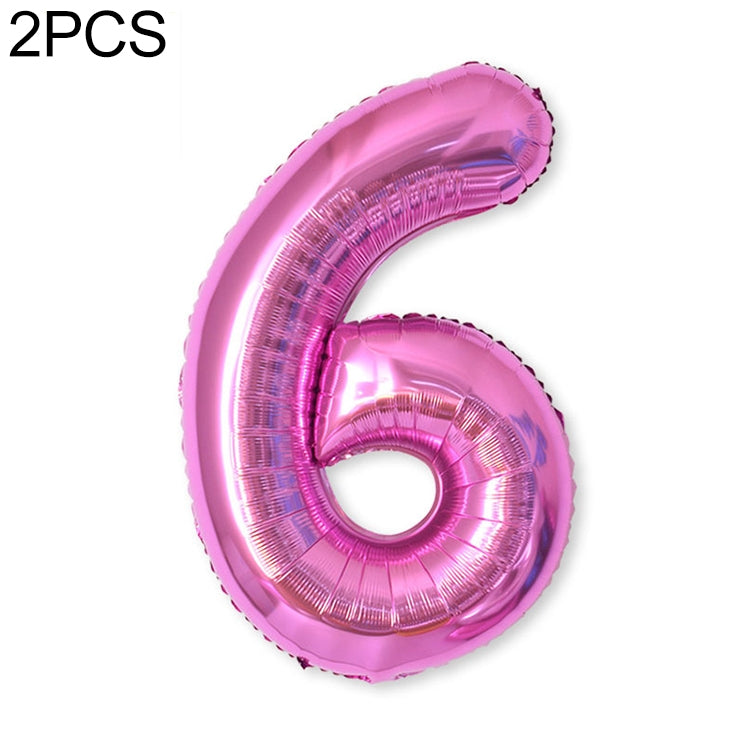 2 PCS 40 Inch Aluminium Foil Number Balloons Birthday Wedding Engagement Party Decor Kids Ball Supplies 6-Rose red