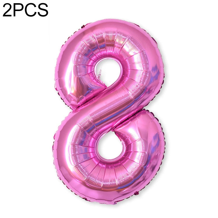 2 PCS 40 Inch Aluminium Foil Number Balloons Birthday Wedding Engagement Party Decor Kids Ball Supplies 8-Rose red