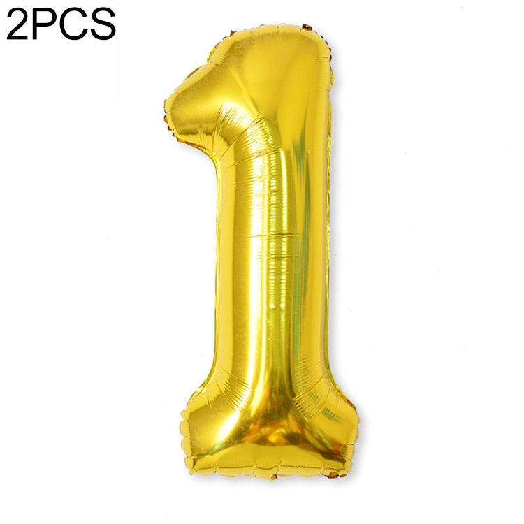 2 PCS 40 Inch Aluminium Foil Number Balloons Birthday Wedding Engagement Party Decor Kids Ball Supplies 1-Gold