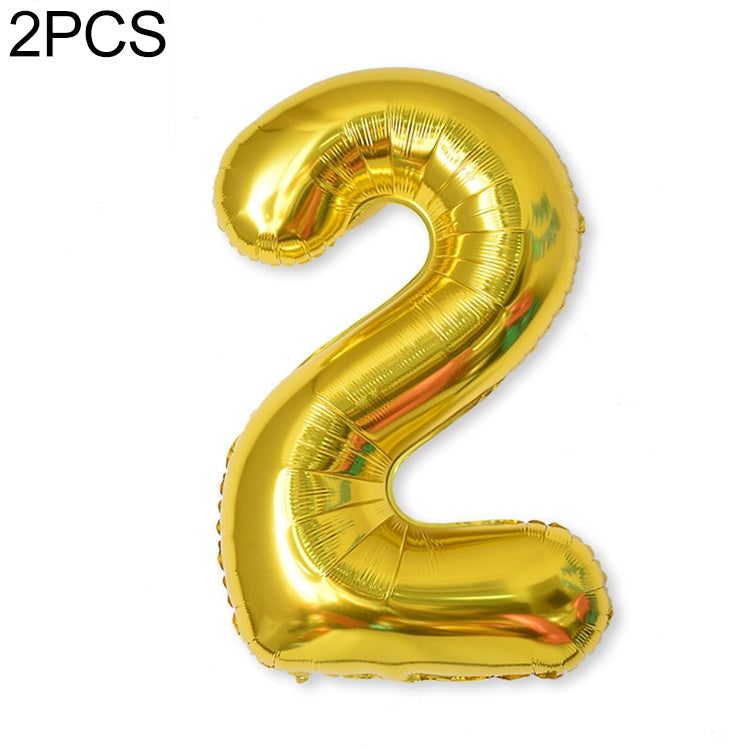 2 PCS 40 Inch Aluminium Foil Number Balloons Birthday Wedding Engagement Party Decor Kids Ball Supplies 2-Gold
