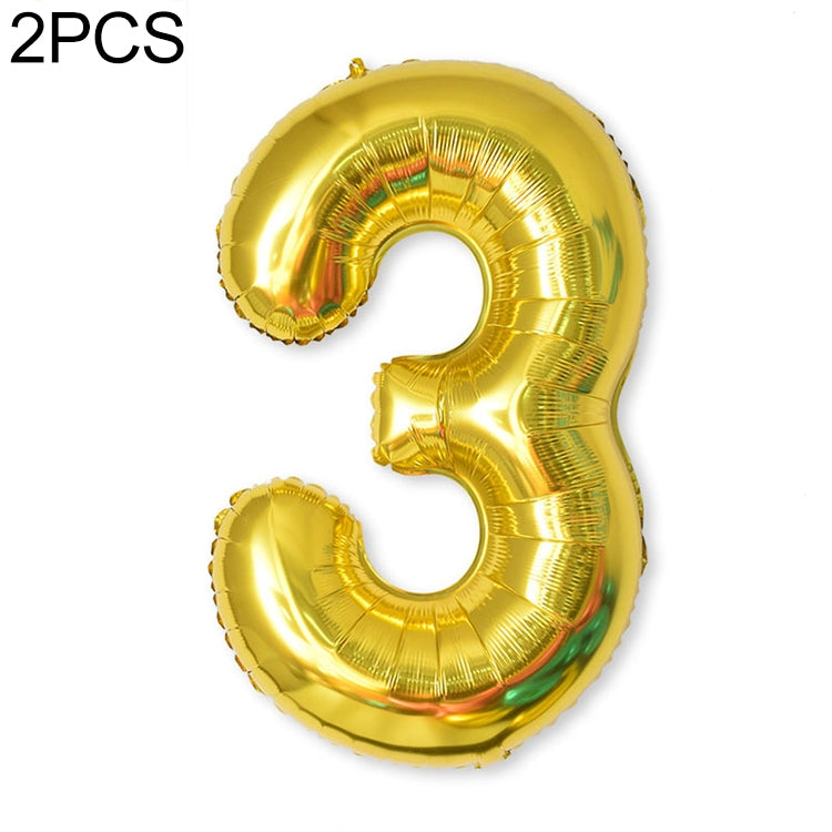 2 PCS 40 Inch Aluminium Foil Number Balloons Birthday Wedding Engagement Party Decor Kids Ball Supplies 3-Gold