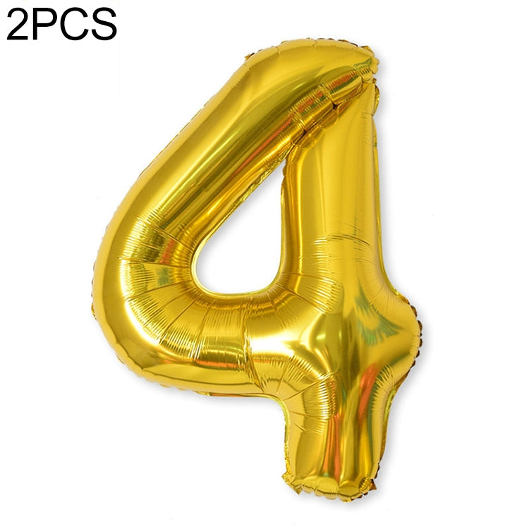 2 PCS 40 Inch Aluminium Foil Number Balloons Birthday Wedding Engagement Party Decor Kids Ball Supplies 4-Gold