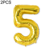 2 PCS 40 Inch Aluminium Foil Number Balloons Birthday Wedding Engagement Party Decor Kids Ball Supplies 5-Gold