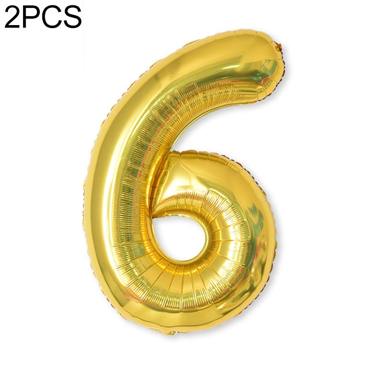 2 PCS 40 Inch Aluminium Foil Number Balloons Birthday Wedding Engagement Party Decor Kids Ball Supplies 6-Gold