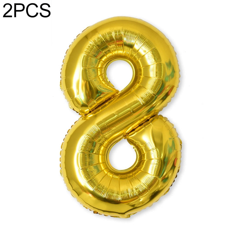 2 PCS 40 Inch Aluminium Foil Number Balloons Birthday Wedding Engagement Party Decor Kids Ball Supplies 8-Gold