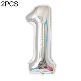 2 PCS 40 Inch Aluminium Foil Number Balloons Birthday Wedding Engagement Party Decor Kids Ball Supplies 1-Silver
