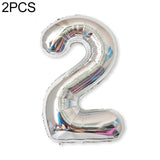 2 PCS 40 Inch Aluminium Foil Number Balloons Birthday Wedding Engagement Party Decor Kids Ball Supplies 2-Silver