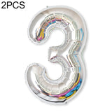 2 PCS 40 Inch Aluminium Foil Number Balloons Birthday Wedding Engagement Party Decor Kids Ball Supplies 3-Silver