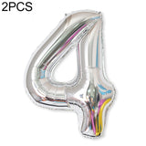 2 PCS 40 Inch Aluminium Foil Number Balloons Birthday Wedding Engagement Party Decor Kids Ball Supplies 4-Silver