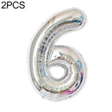 2 PCS 40 Inch Aluminium Foil Number Balloons Birthday Wedding Engagement Party Decor Kids Ball Supplies 6-Silver