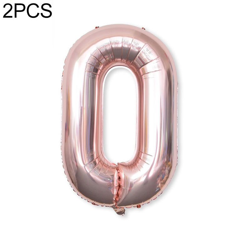 2 PCS 40 Inch Aluminium Foil Number Balloons Birthday Wedding Engagement Party Decor Kids Ball Supplies 0-Champaign gold