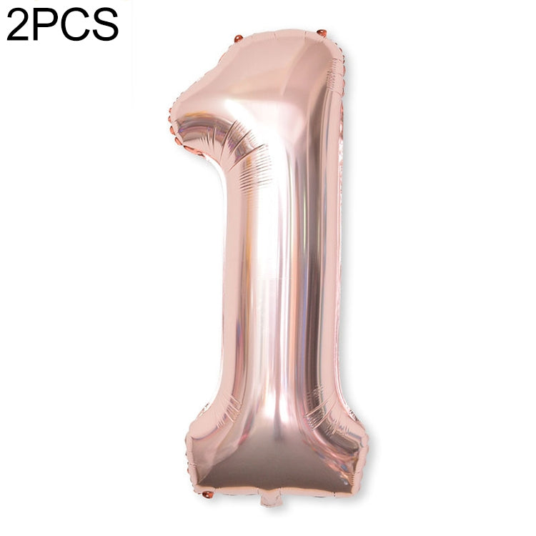 2 PCS 40 Inch Aluminium Foil Number Balloons Birthday Wedding Engagement Party Decor Kids Ball Supplies 1-Champaign gold