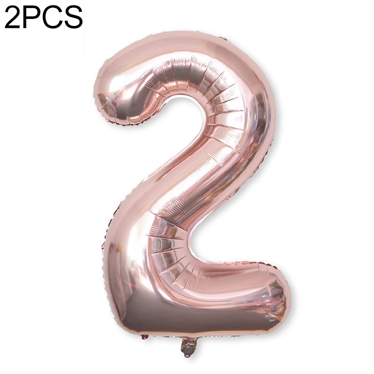 2 PCS 40 Inch Aluminium Foil Number Balloons Birthday Wedding Engagement Party Decor Kids Ball Supplies 2-Champaign gold