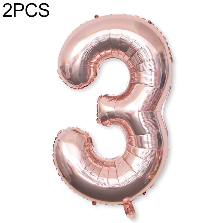 2 PCS 40 Inch Aluminium Foil Number Balloons Birthday Wedding Engagement Party Decor Kids Ball Supplies 3-Champaign gold