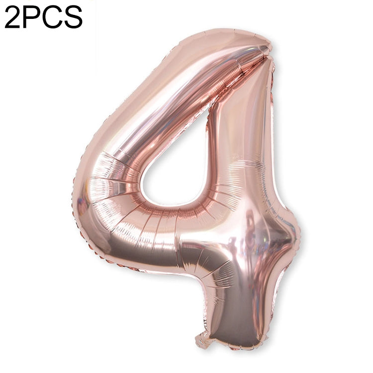 2 PCS 40 Inch Aluminium Foil Number Balloons Birthday Wedding Engagement Party Decor Kids Ball Supplies 4-Champaign gold