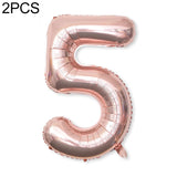 2 PCS 40 Inch Aluminium Foil Number Balloons Birthday Wedding Engagement Party Decor Kids Ball Supplies 5-Champaign gold