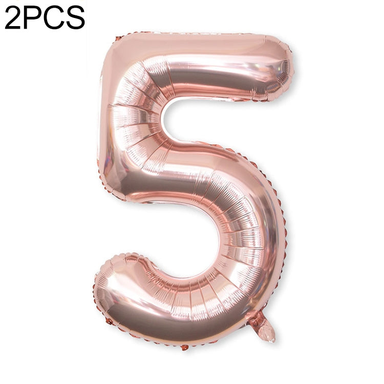 2 PCS 40 Inch Aluminium Foil Number Balloons Birthday Wedding Engagement Party Decor Kids Ball Supplies 5-Champaign gold