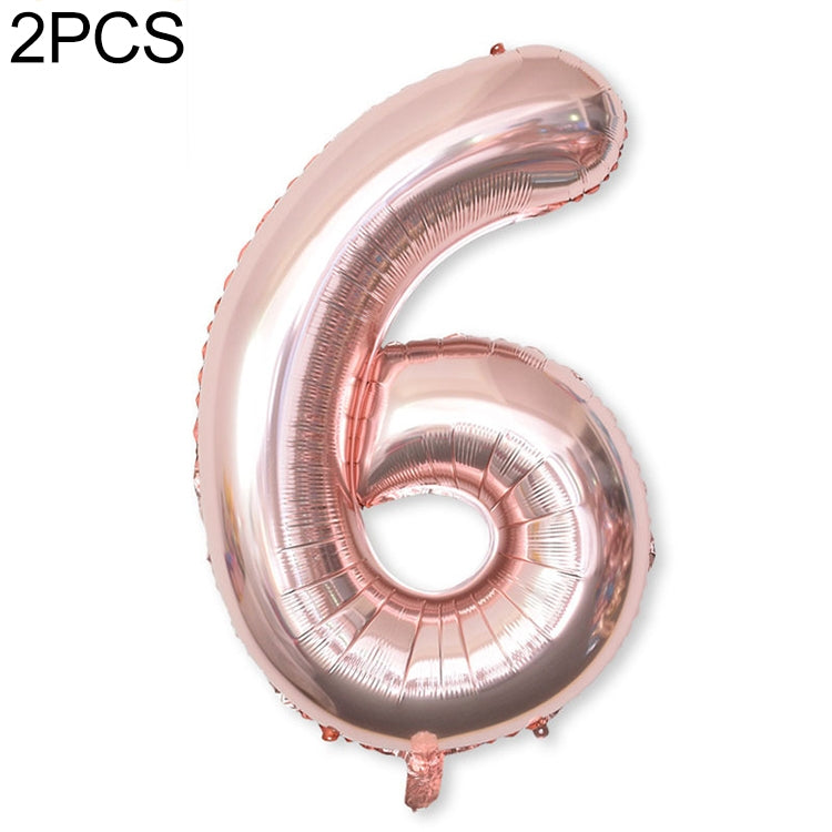 2 PCS 40 Inch Aluminium Foil Number Balloons Birthday Wedding Engagement Party Decor Kids Ball Supplies 6-Champaign gold