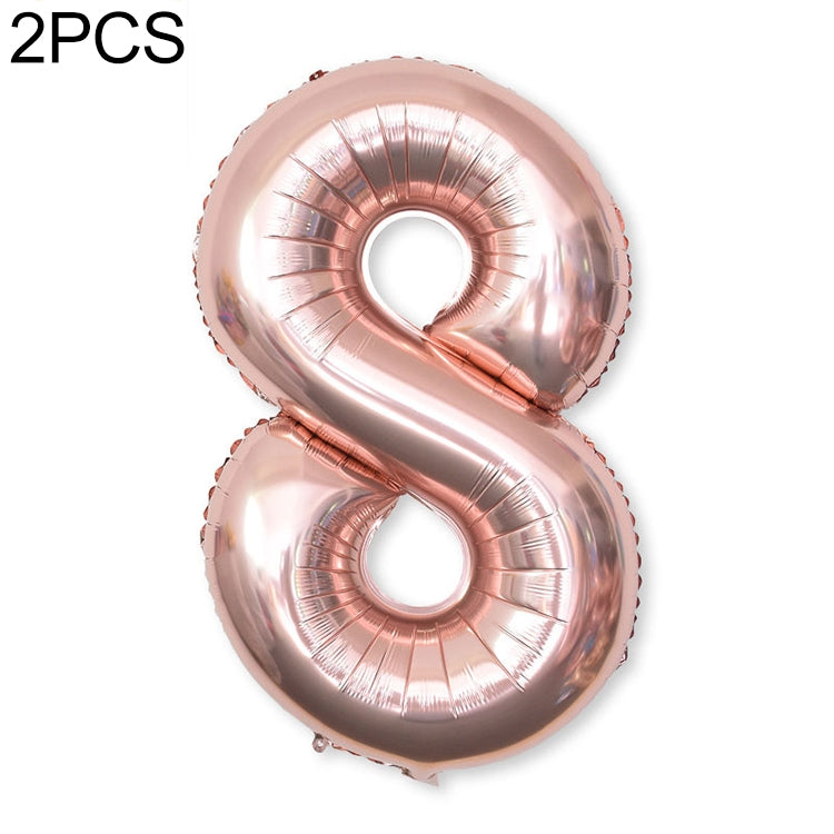 2 PCS 40 Inch Aluminium Foil Number Balloons Birthday Wedding Engagement Party Decor Kids Ball Supplies 8-Champaign gold