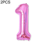 2 PCS 40 Inch Aluminium Foil Number Balloons Birthday Wedding Engagement Party Decor Kids Ball Supplies 1-Rose red