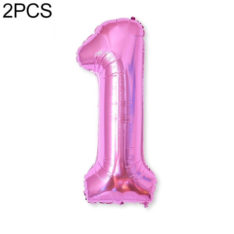 2 PCS 40 Inch Aluminium Foil Number Balloons Birthday Wedding Engagement Party Decor Kids Ball Supplies 1-Rose red