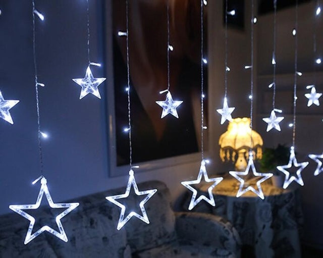 220V EU Plug LED Star Light Christmas lights Indoor/Outdoor Decorative Love Curtains Lamp For Holiday Wedding Party lighting White